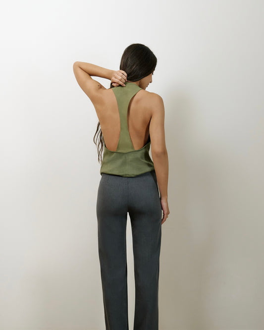 Emi Halter Top - Olive