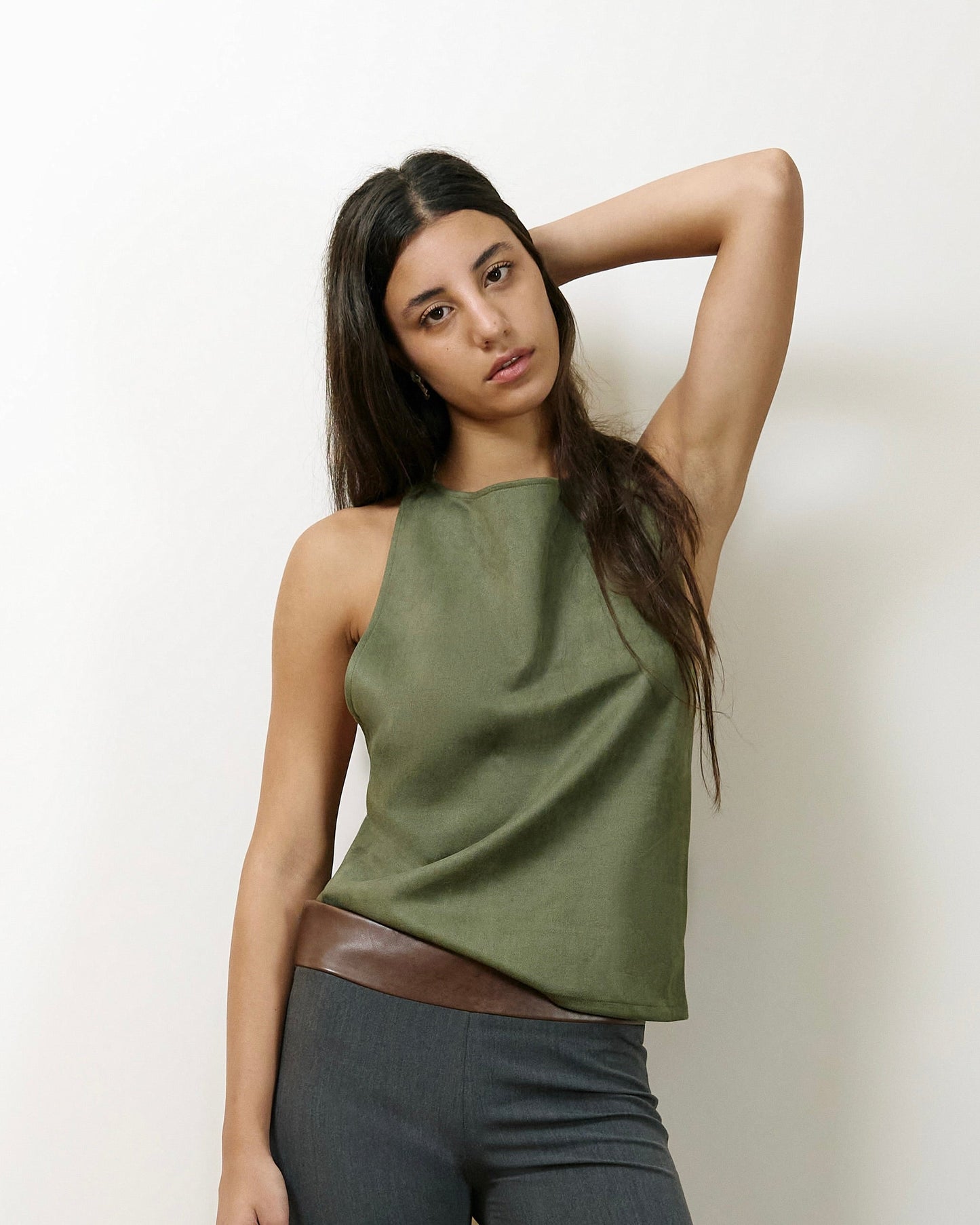 Emi Halter Top - Olive